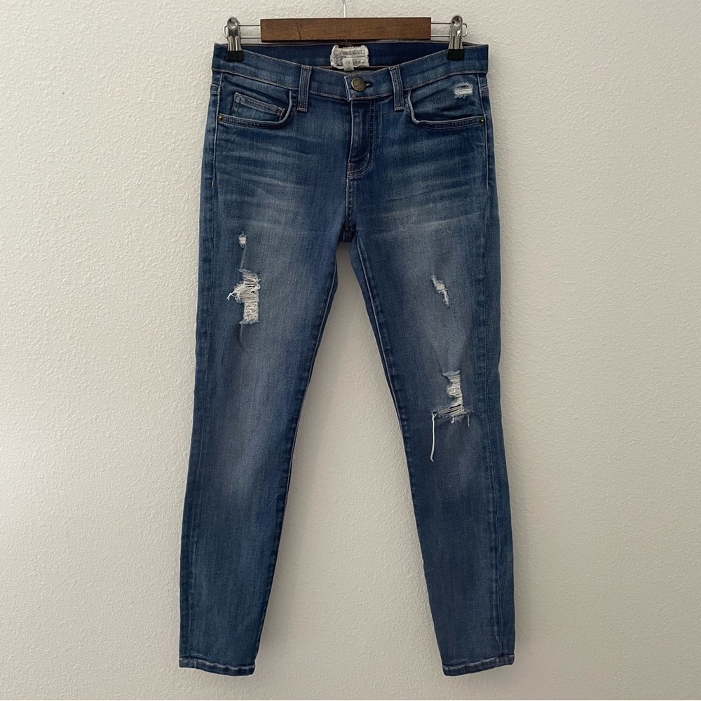 Current Elliott The Stiletto Denim Low Rise Distressed Skinny Jeans Y2K Size 26